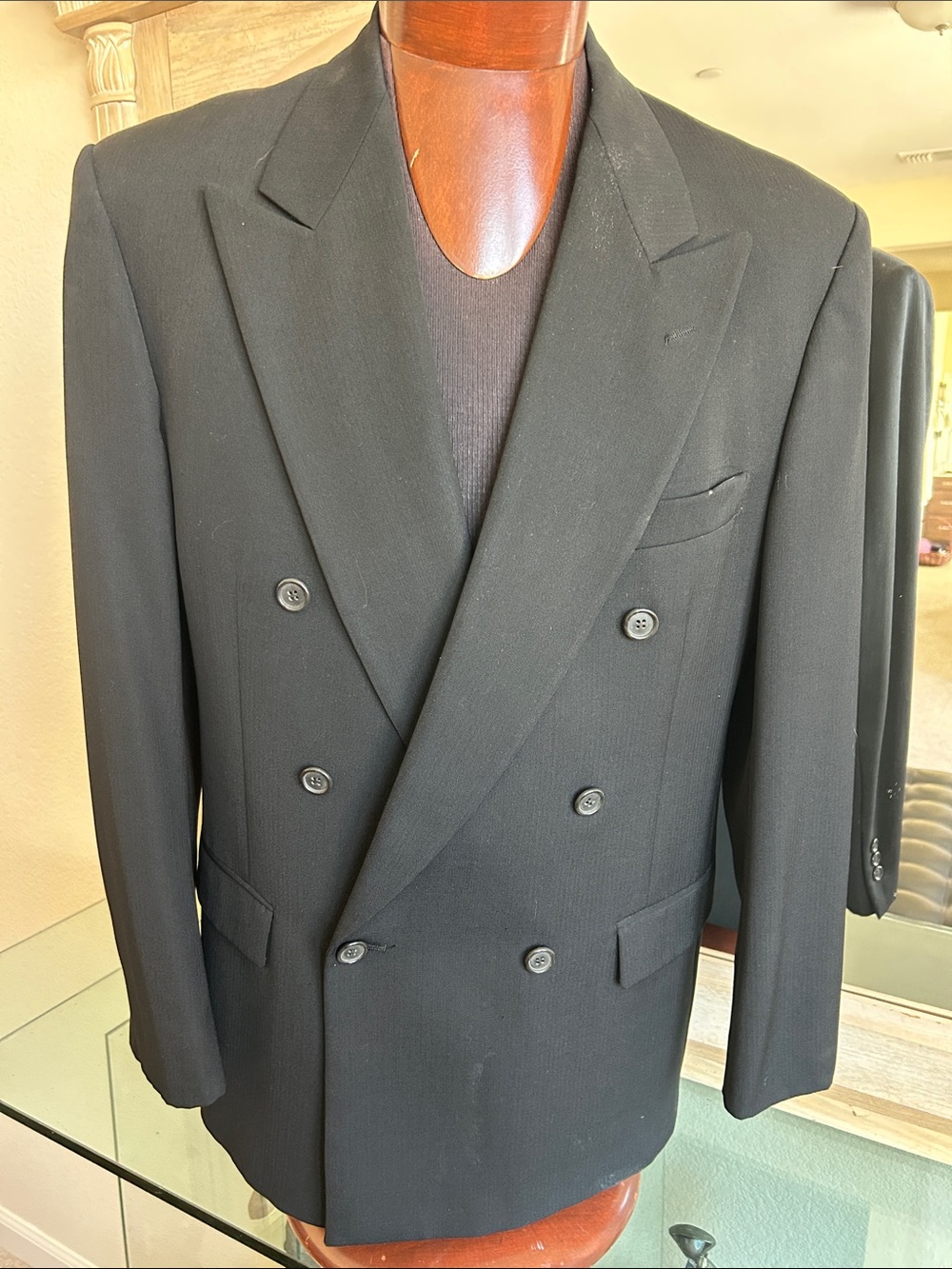 Macy's Double-Breasted Black Sport Coat